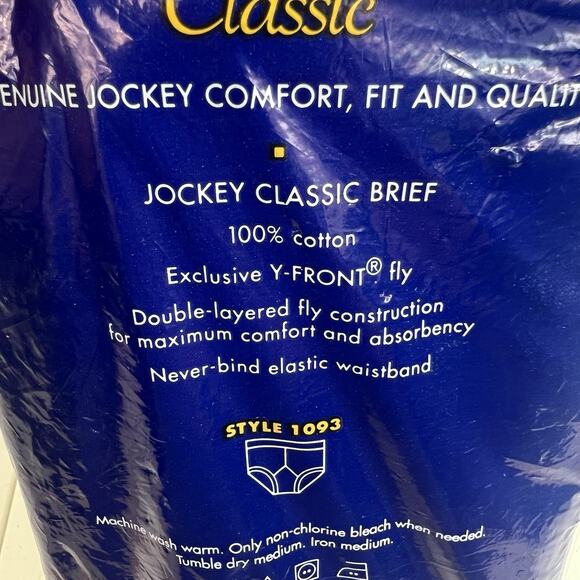 JOCKEY Sz 46 Classic Big Man Briefs Underwear Y-Front 2 Pack White Vtg Y2K 2000 - Picture 7 of 9